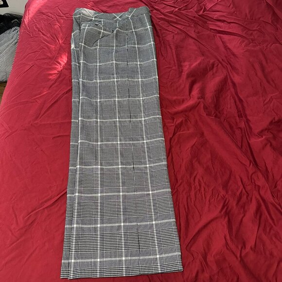 Spanx Pants Ponte Plaid Jacquard Wide Leg in Black White Houndstooth - Picture 4 of 4